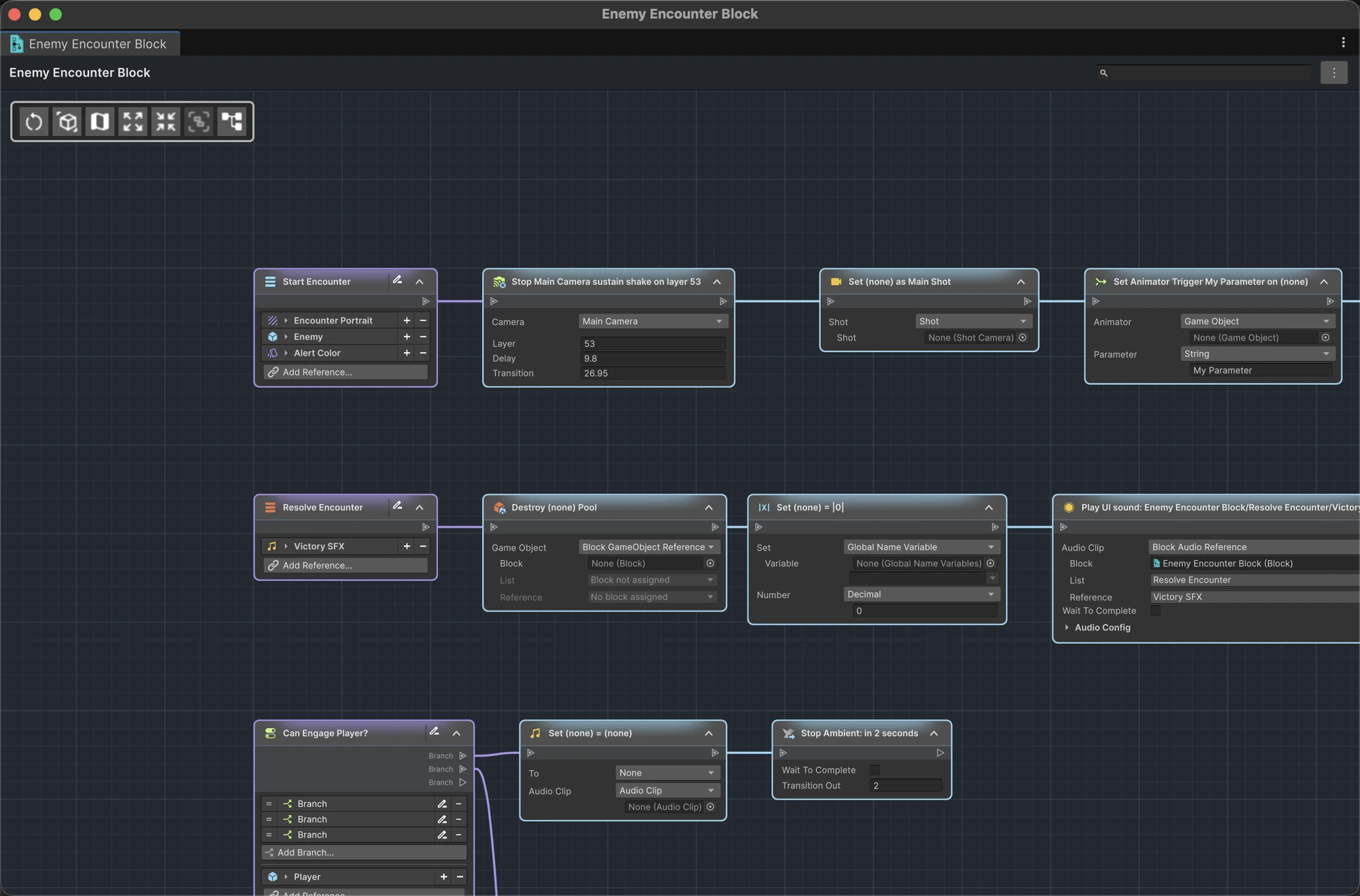 ActionFlow 2 showing the overview of a LogicBlock Block asset with reusable list roots