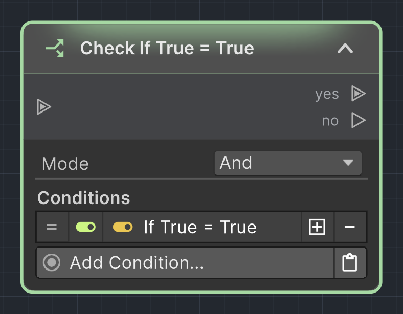 Two-way If branch node on the ActionFlow canvas