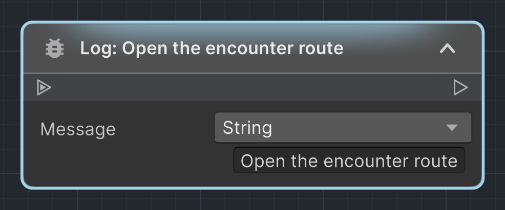 Log instruction node on the ActionFlow canvas