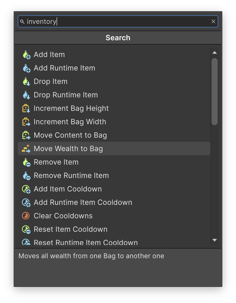 ActionFlow 2 search results for Inventory instructions supplied by an installed Game Creator module